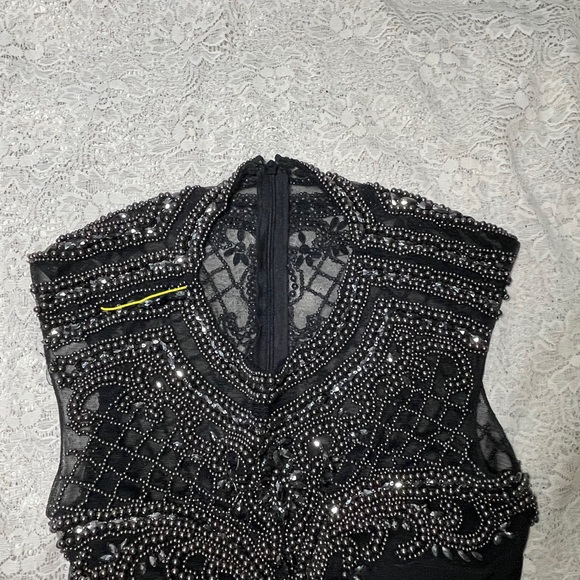 Precious Formals Black Maxi Dress with silver pearl Detailing size 2 - Picture 11 of 13